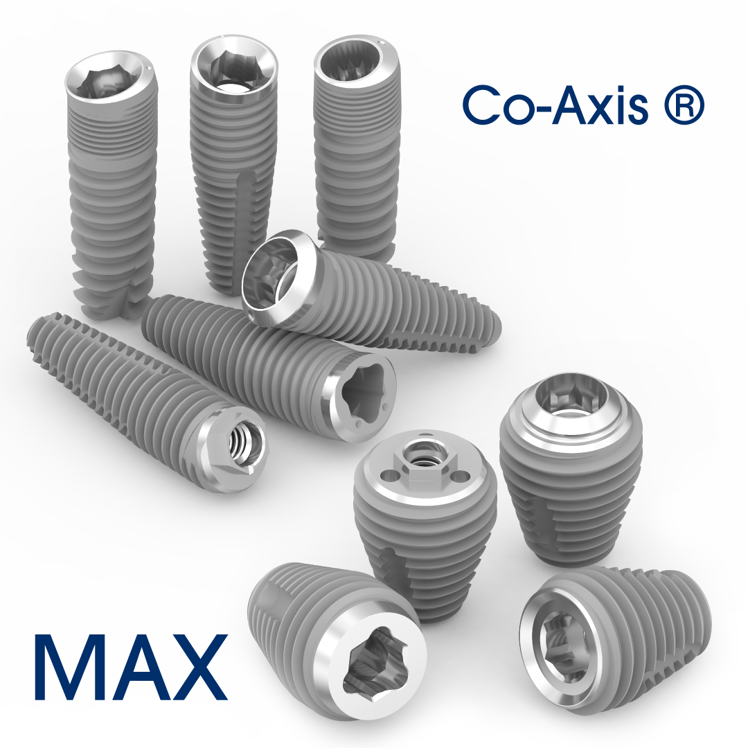 Vis Co-Axis MAX disposées.