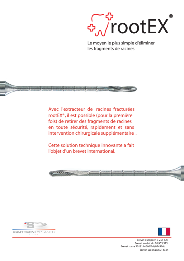 Outil d'extraction de racines dentaires, sécurisé et rapide.