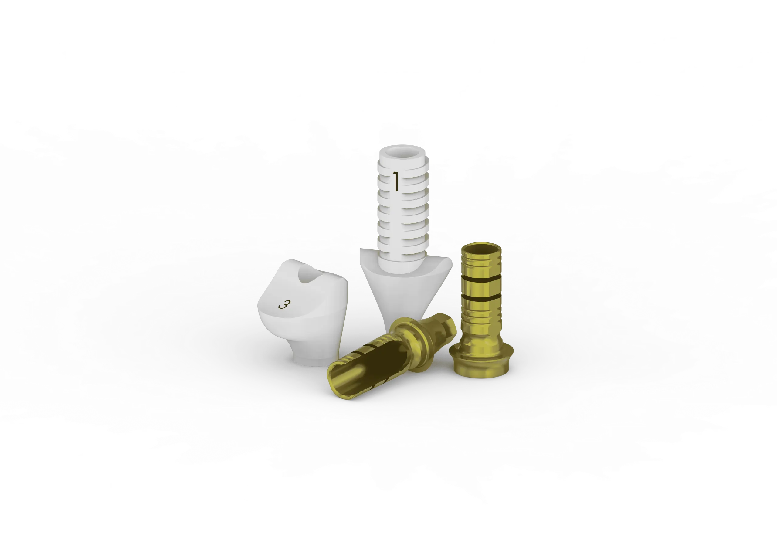 Composants dentaires implantables sur fond abstrait.