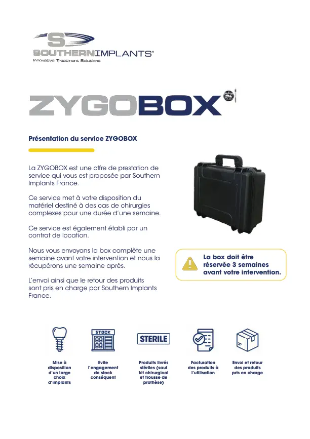 Image promotionnelle du service ZYGObox de Southern Implants.