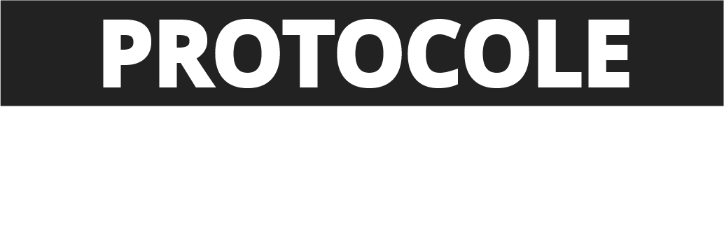Texte : Protocole, en blanc sur fond noir.